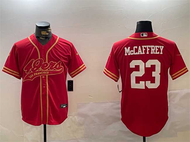 Men%27s San Francisco 49ers #23 Christian McCaffrey Red Cool Base Stitched Baseball Jersey
